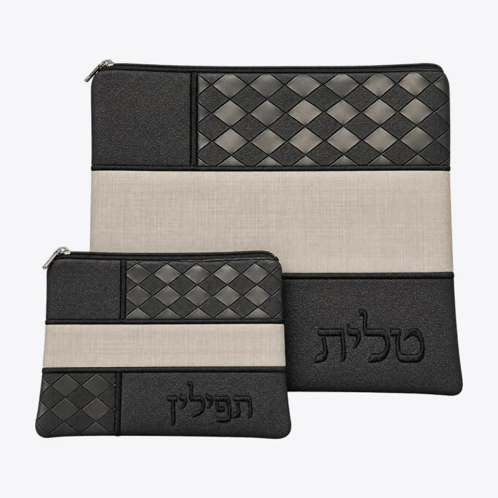 סט טלית ותפילין שחור וכסף