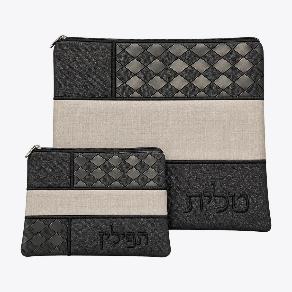 סט טלית ותפילין שחור וכסף