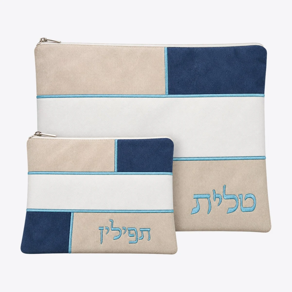 סט טלית ותפילין חול וכחול